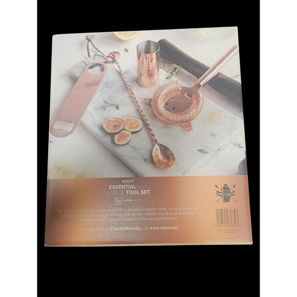 Root7 Essential Bar 5-Piece Tool Set Copper Finish With Bar Blade Double Jigger - Picture 2 of 3